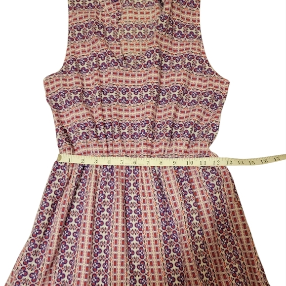 Magari Italy Fit Flare Skirt Sleeveless Dress Women's Small Pom Pom Geo Print - Picture 7 of 9